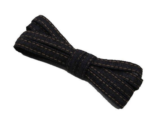 Flat black denim jean laces with metal tips