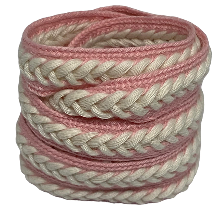 Pink and beige wheat-ear flat laces