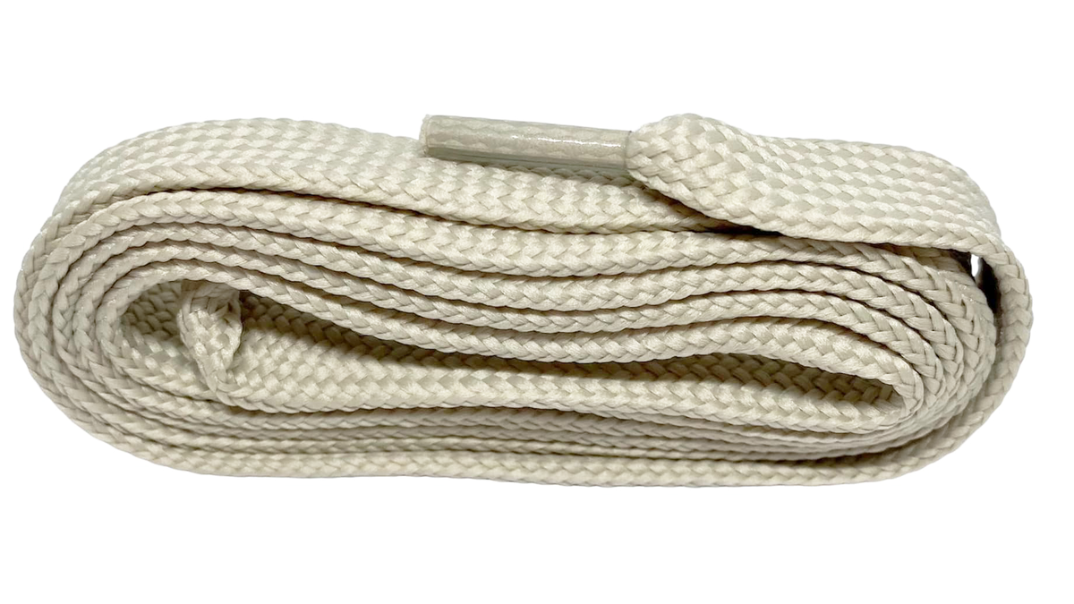 Lacets plats larges 1,8 cm blanc grège - Crazylace