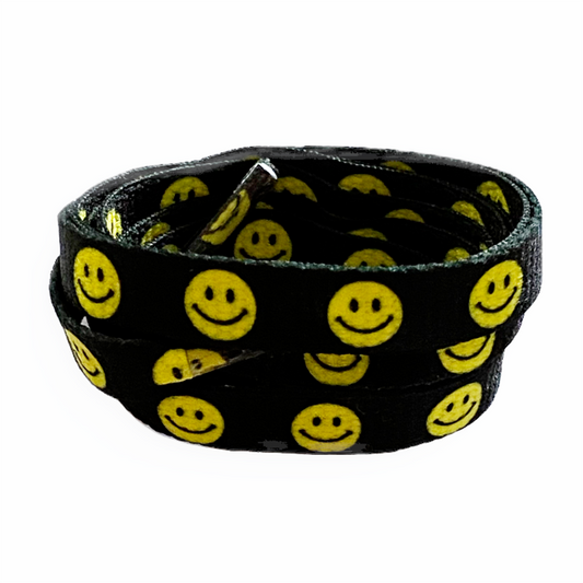 Smiley-print flat shoelaces