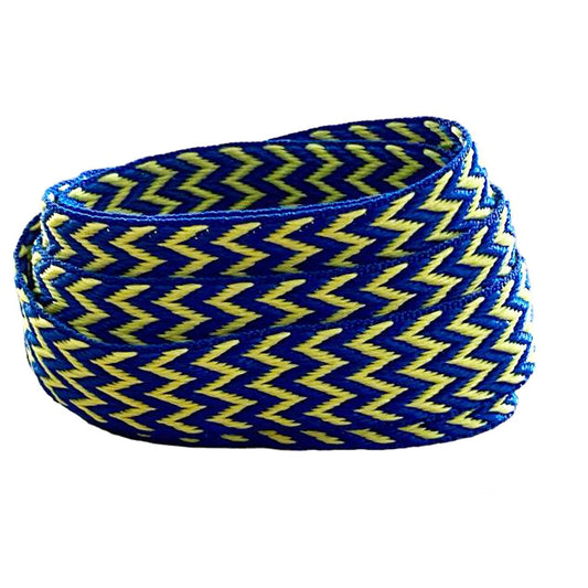 LANVIN-style wide flat neon blue and yellow laces