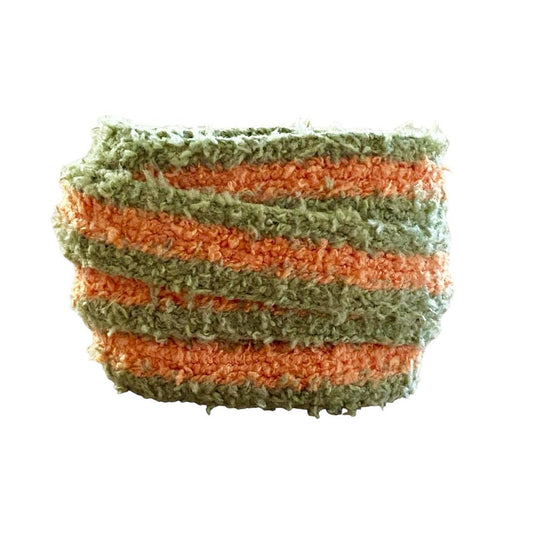 Lacets fluffy vert kaki et orange pour sneakers