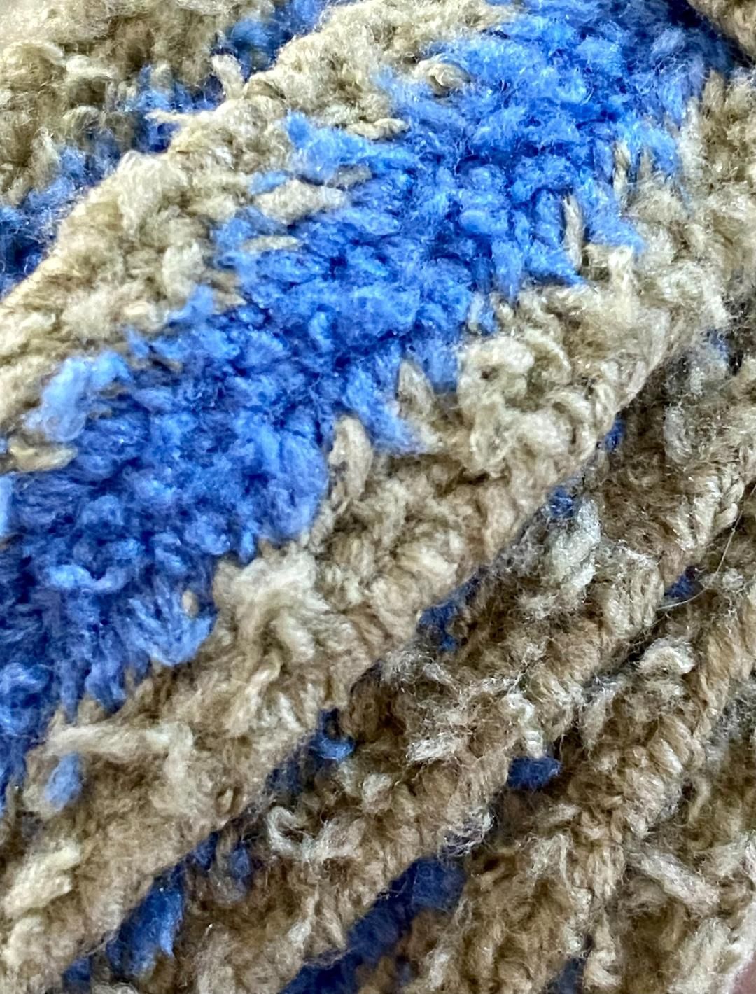 Lacets plats Fluffy bicolore kaki et bleu royal – Style Urban Street, doux comme un nounours