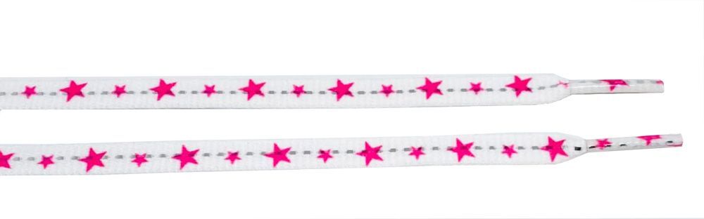 Lacets blancs et étoiles rose fluo