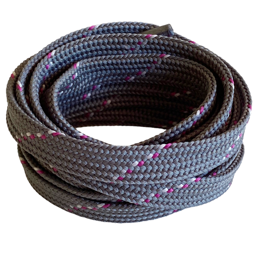Lacets gris aux motifs gris clair et fuchsia
