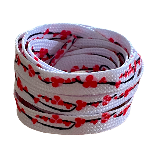 Red cherry blossom shoelaces