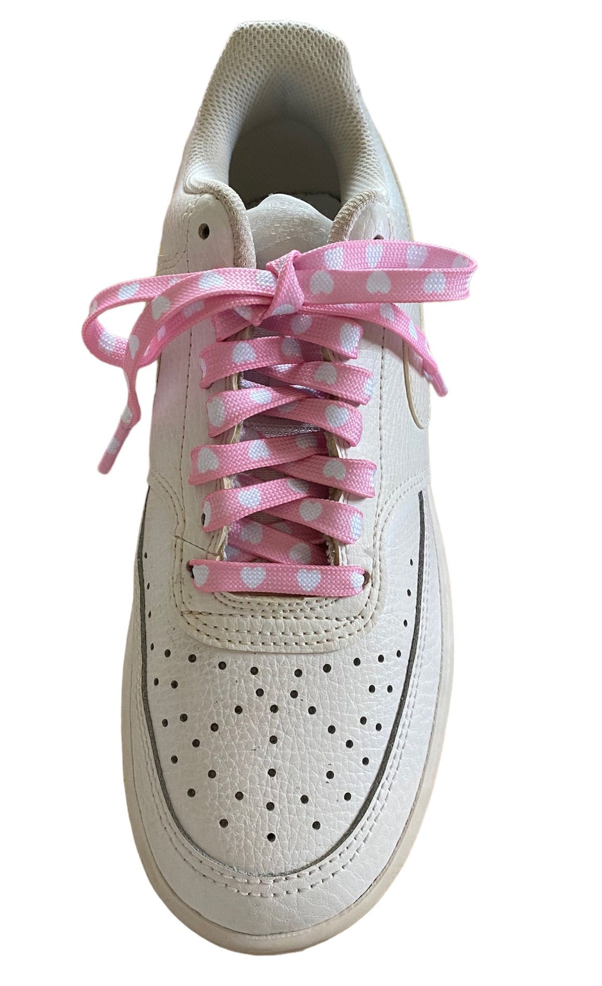 Lacets coeurs rose et blanc