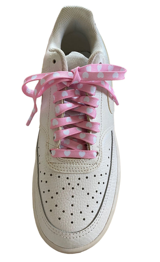 Pink and white heart laces