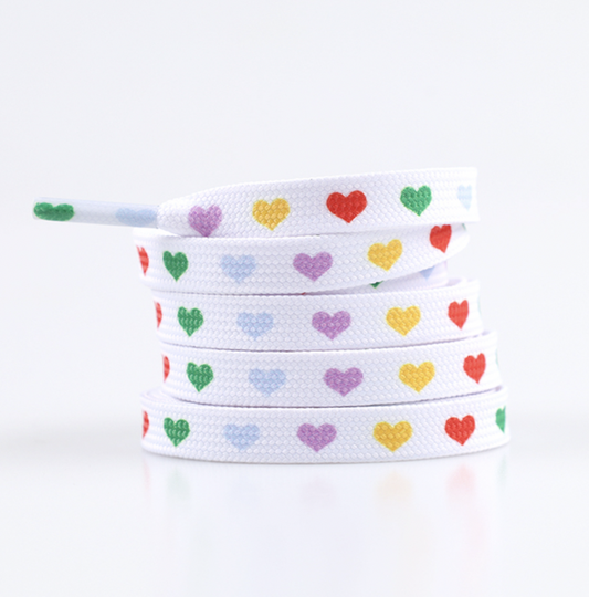 Multicolor heart-pattern flat laces