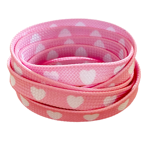Lacets coeurs rose et blanc