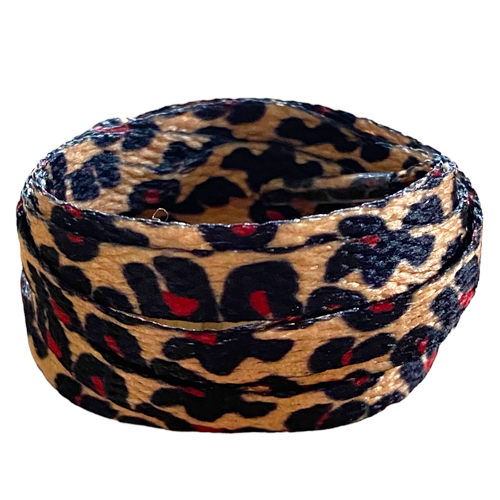Camel and red leopard laces