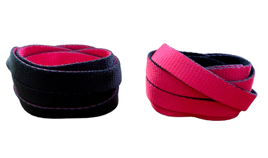 Black and pink licorice lace-pop shoelaces
