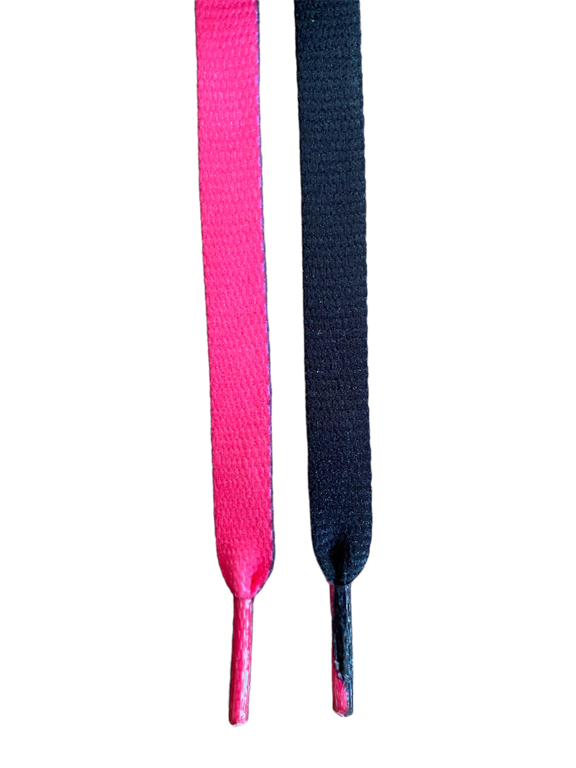 Black and pink licorice lace-pop shoelaces