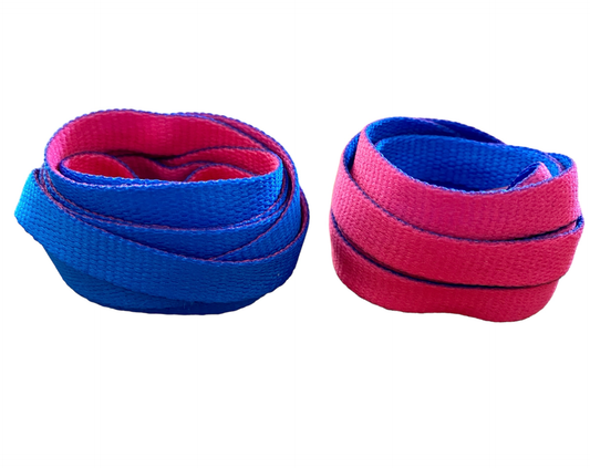 Pink and blue donut lace-pop shoelaces