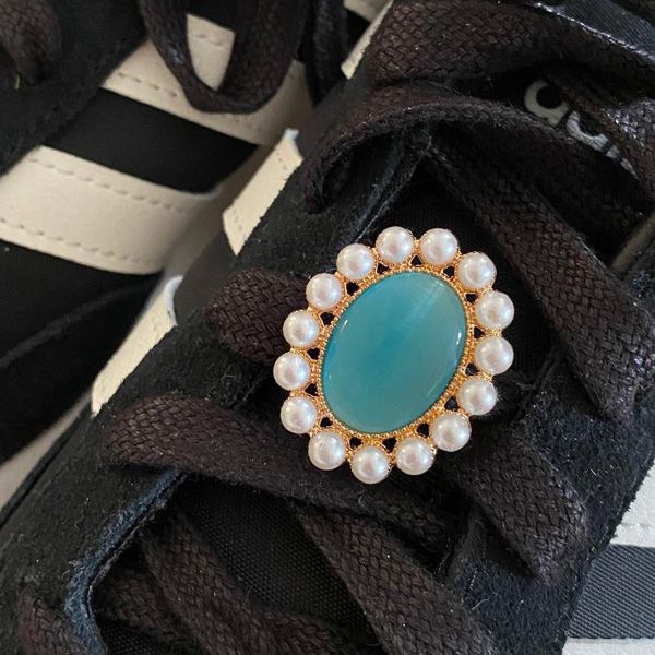 Bijoux à lacets ovales -Les Ginettes- Opaline et perles
