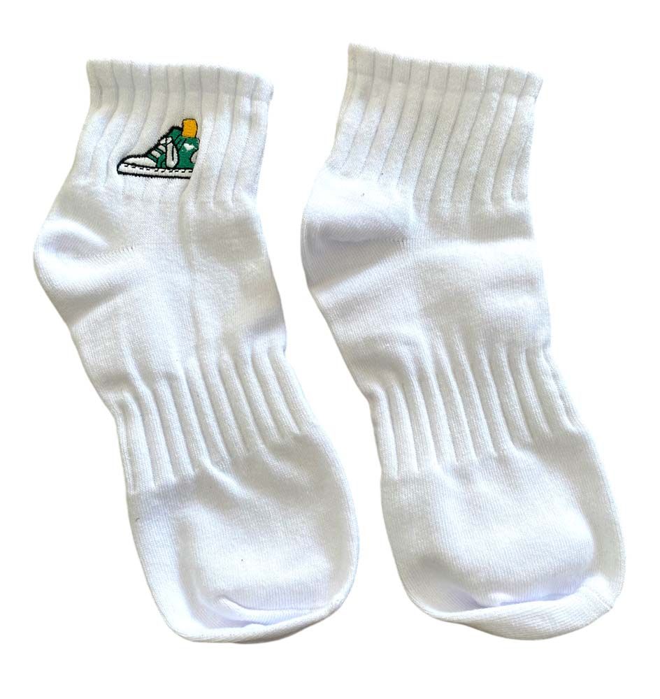 White embroidered cotton ankle socks
