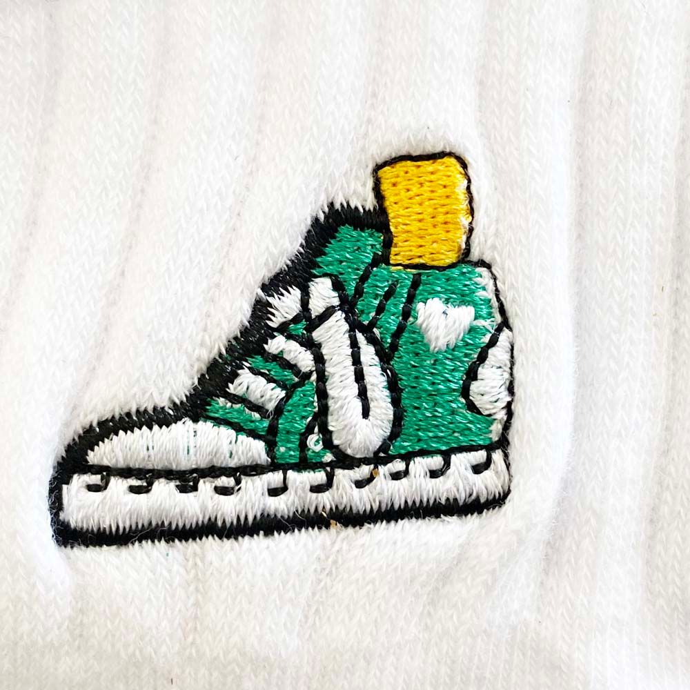 White embroidered cotton ankle socks