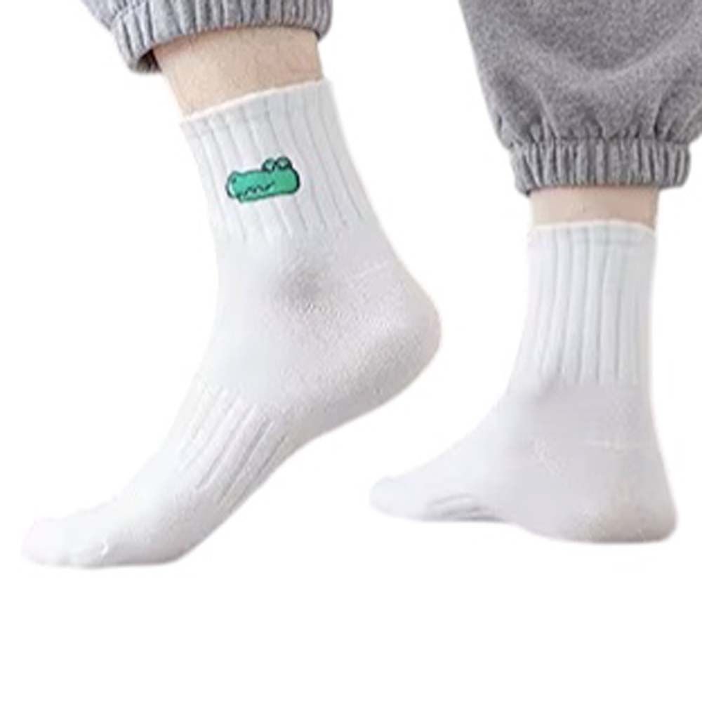 White embroidered cotton ankle socks