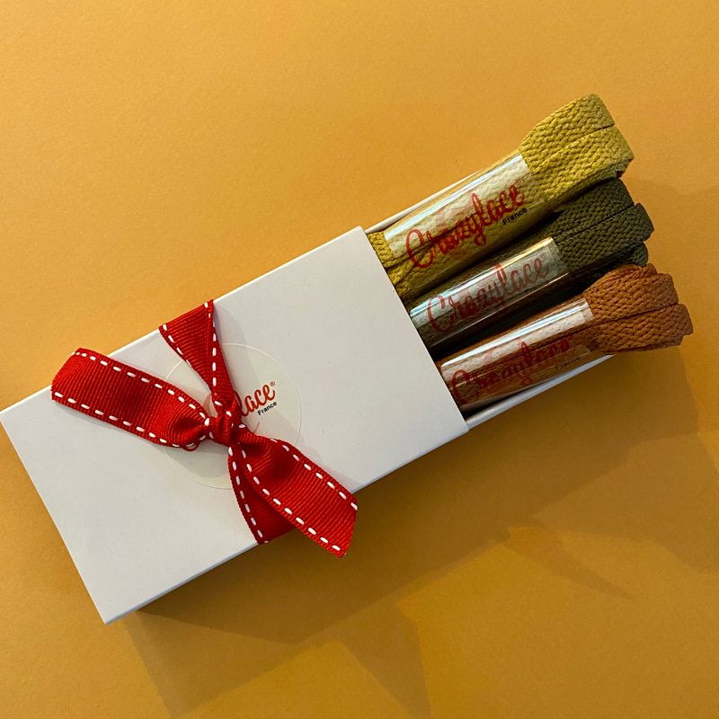 Pack Epices D'Automne - 3 paires de lacets plats colorés - caramel, kaky et rmaron noisette