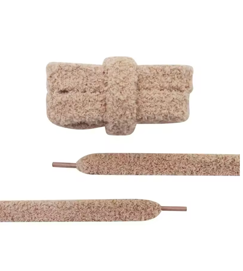 Lacets fluffy beige sépia pour sneakers