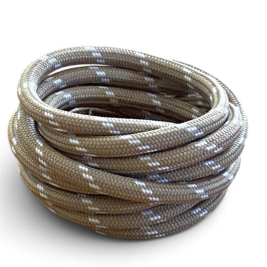 Lacets ronds bicolores Gris Taupe et Traits Blancs 120cm