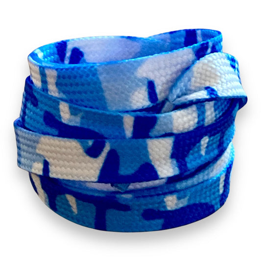 Blue camouflage laces