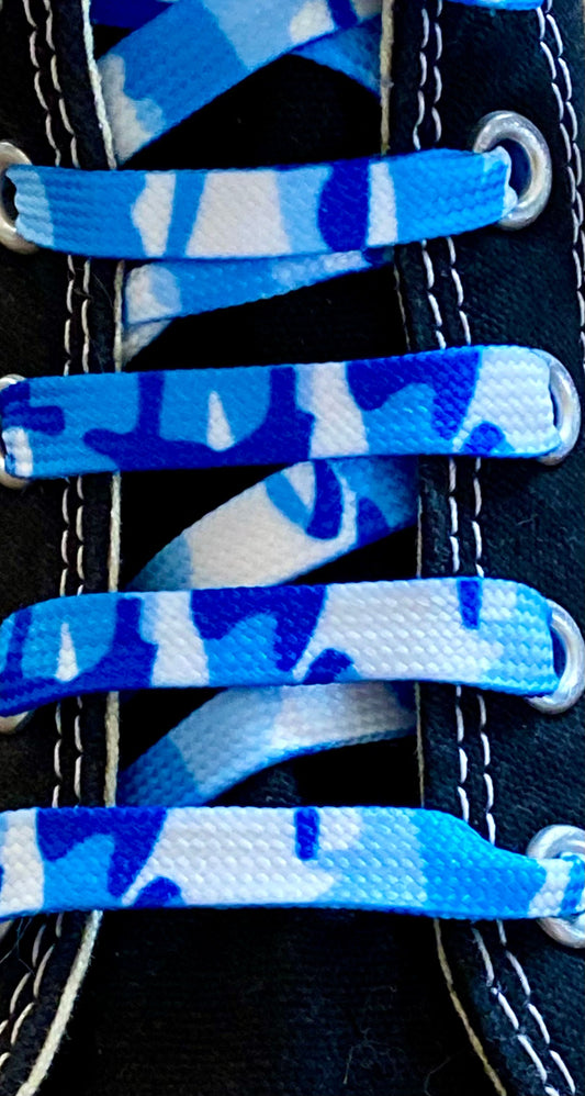 Blue camouflage laces