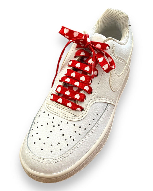 Red laces white hearts