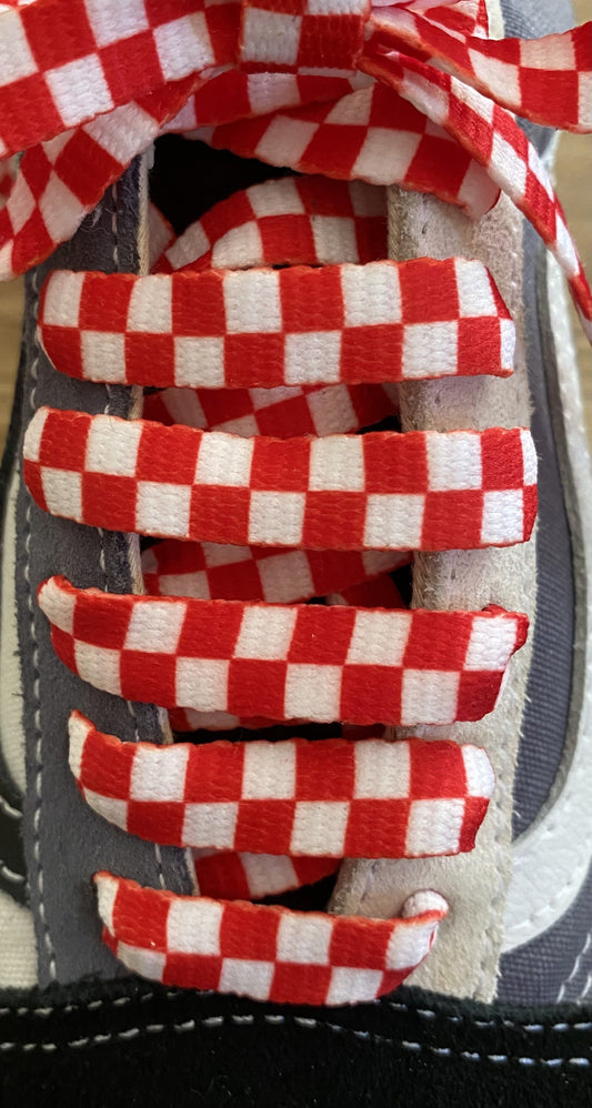 Colorful checkered flat shoelaces