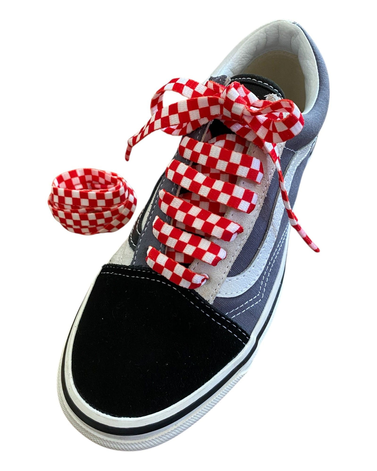 Colorful checkered flat shoelaces