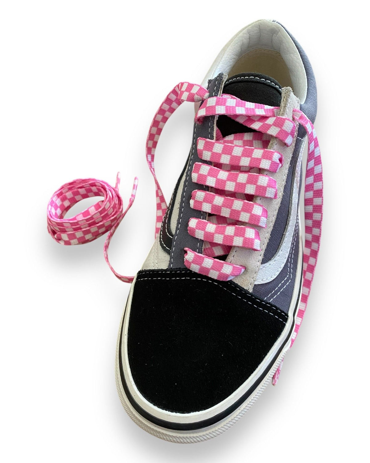 Colorful checkered flat shoelaces