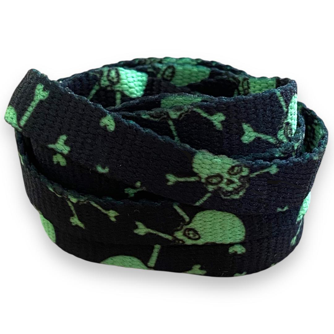 Green skull shoelaces