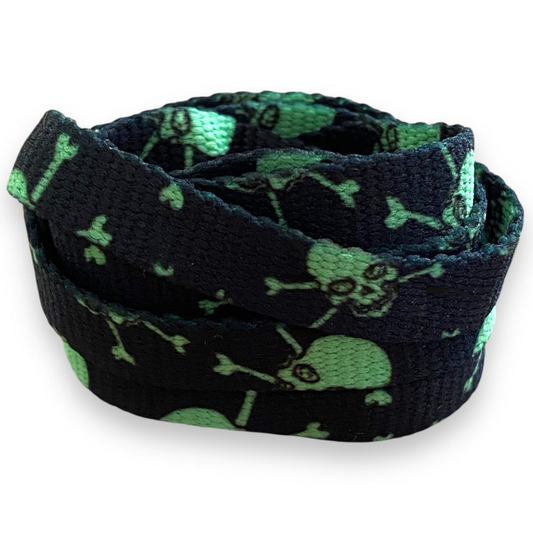 Green skull shoelaces