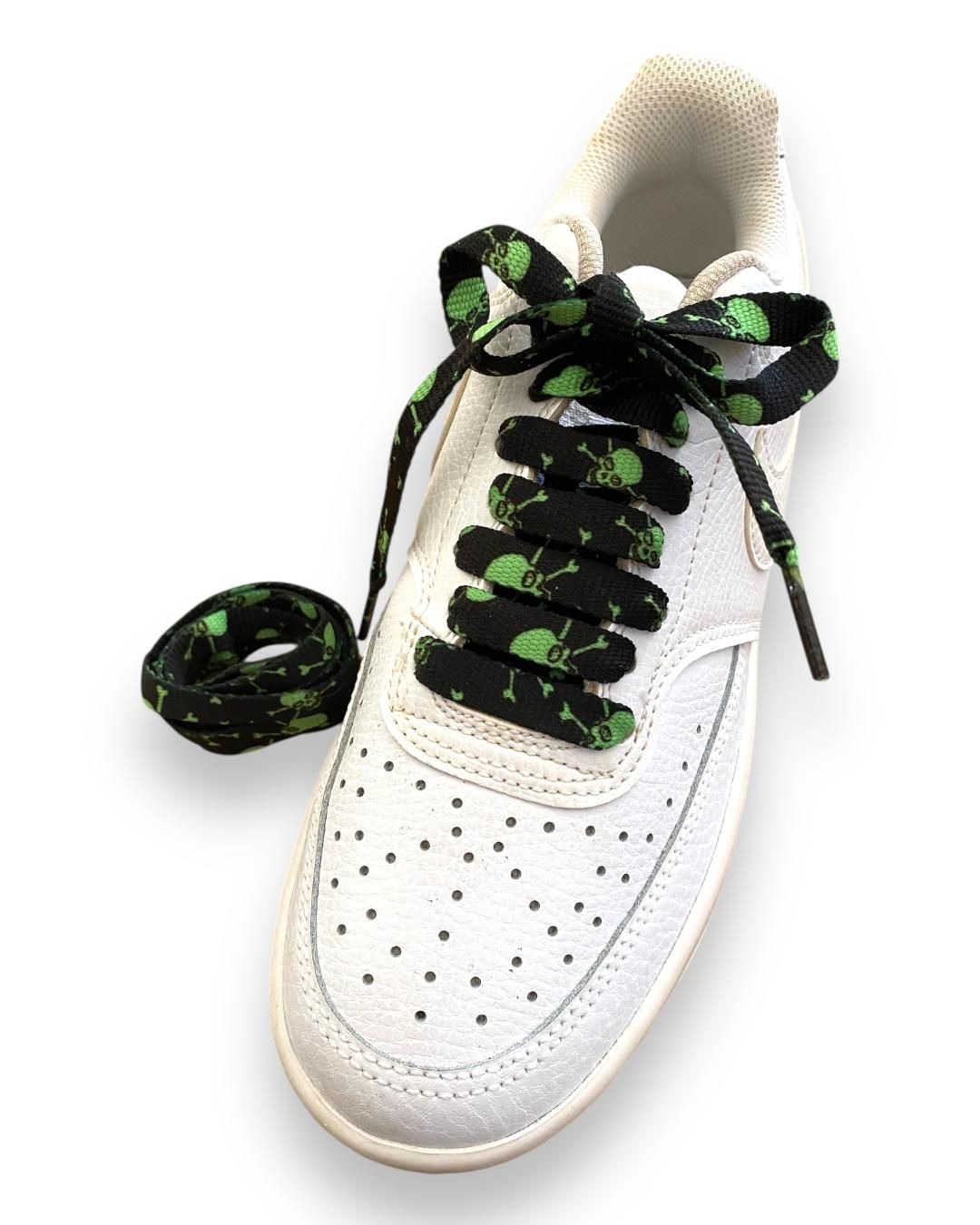Green skull shoelaces