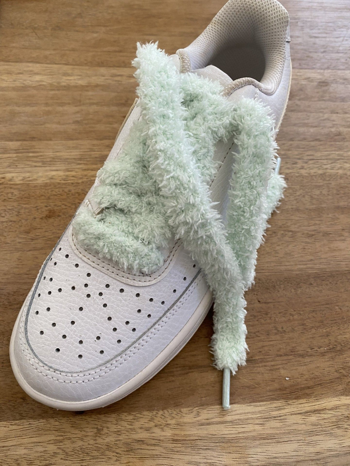 Lacets plats Fluffy vert caraïbe – Style Urban Street, doux comme un nounours