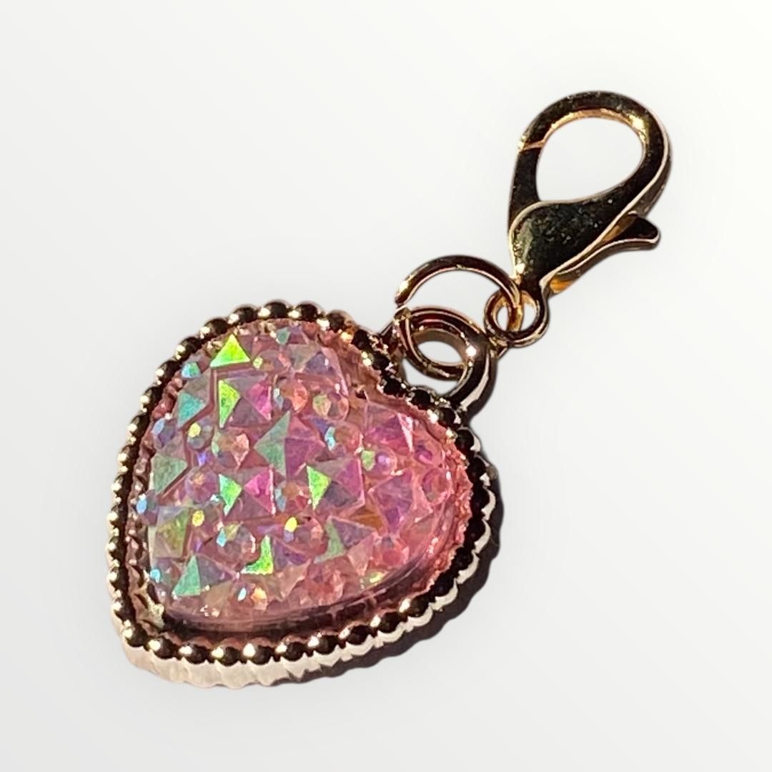 Breloque coeur rose cristal