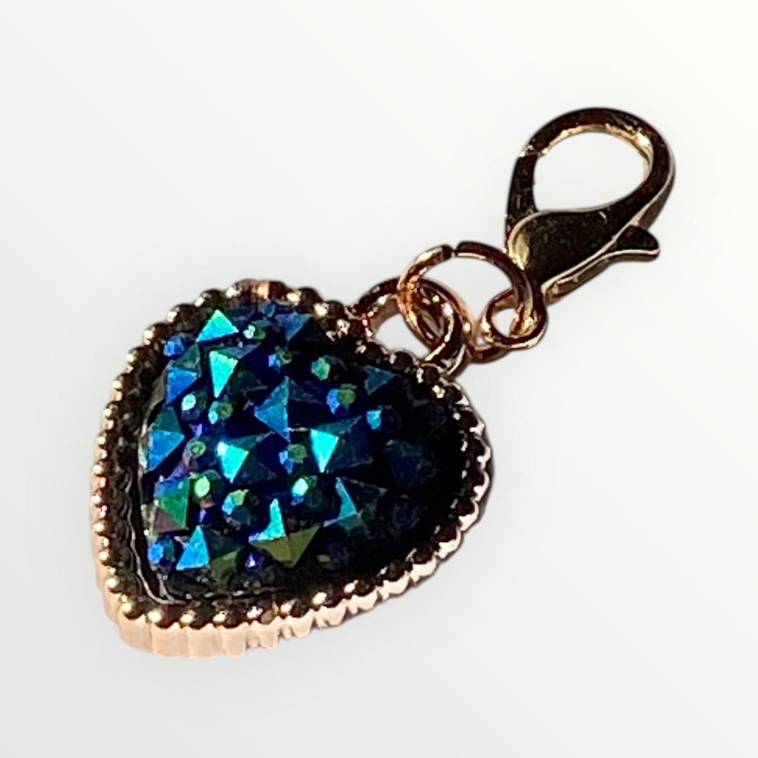 Breloque coeur bleu paon