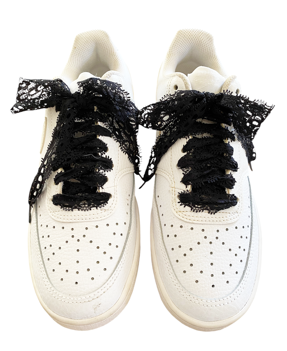 Lacets en dentelle noire pour sneakers ou chaussures 2,5 cm de large