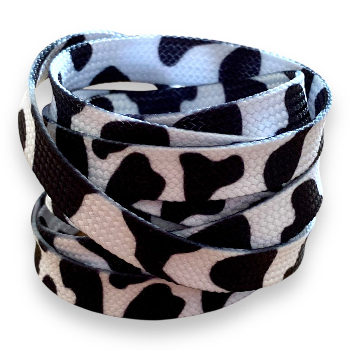 NEW-Lacets Motif Vache Noir & Blanc – Style Cow-Boy - Crazylace