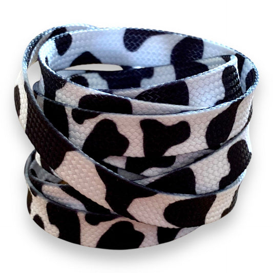 NEW-Black & White Cow Print Laces – Cowboy Style - Crazylace