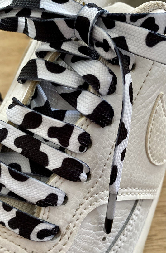 NEW-Black & White Cow Print Laces – Cowboy Style - Crazylace