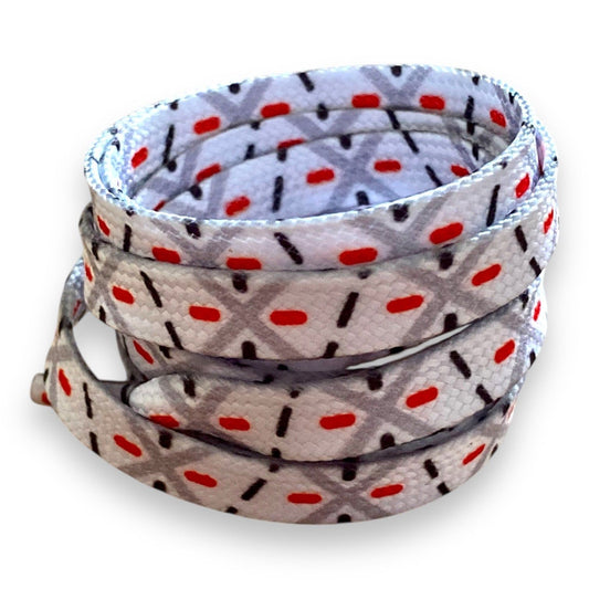 White laces with red & grey graphic - Crazylace