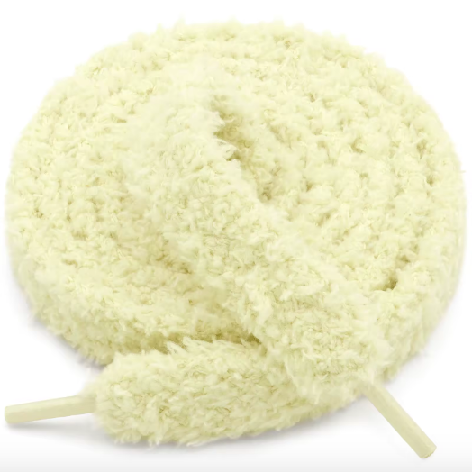 New-Lacets plats Fluffy jaune pastel – Style Urban Street, doux comme un nounours