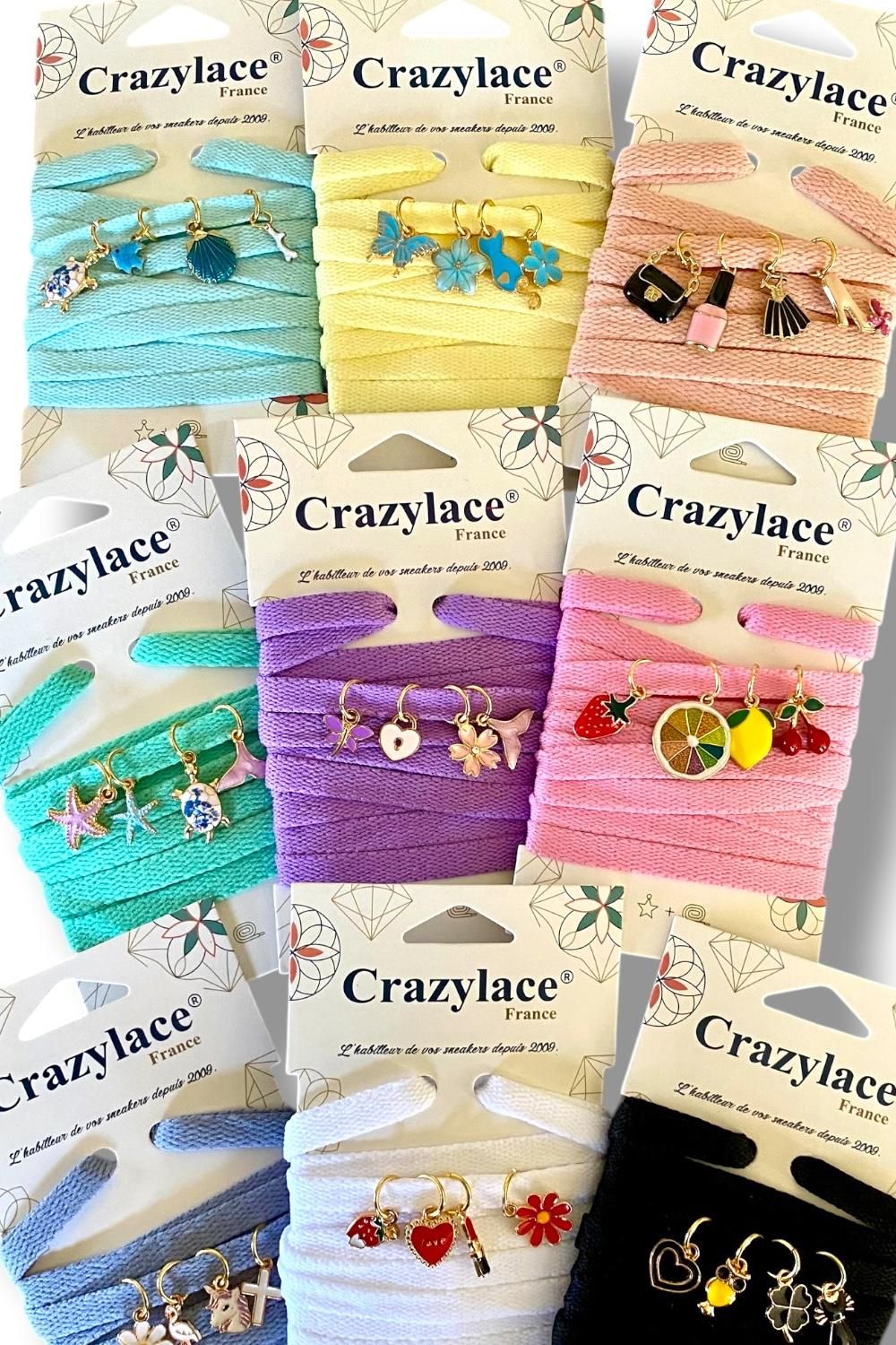Lace and mini-charm pack x4 - Choose your lace theme and color - Crazylace France concept