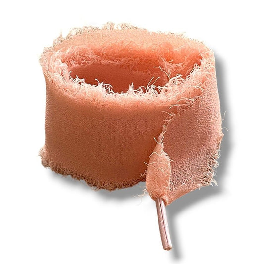 Wide bohemian-style coral pink poplin laces for sneakers and fashion accessories