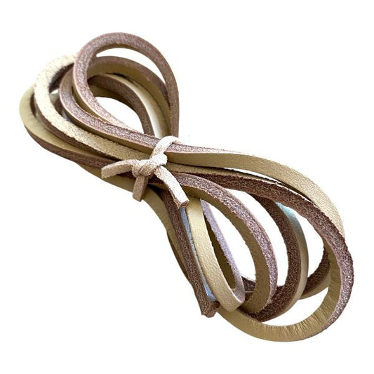 Lacets en cuir  beige naturel made in France