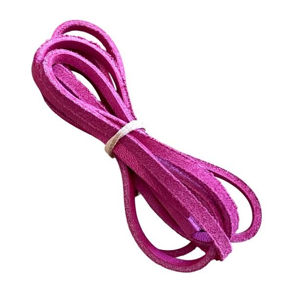 Lacets 100% cuir couleur fuchsia pour chaussures bateau ou sneakers