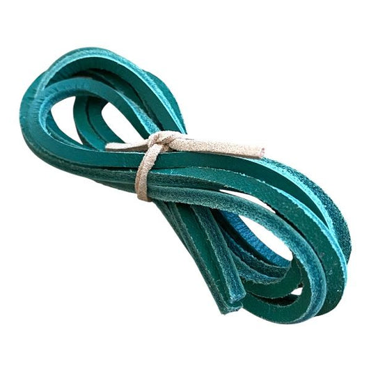 Lacets 100% cuir de couleur verte pour chaussures bateau ou sneakers