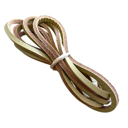 Lacets 100% cuir beige pour chaussures bateau ou sneakers