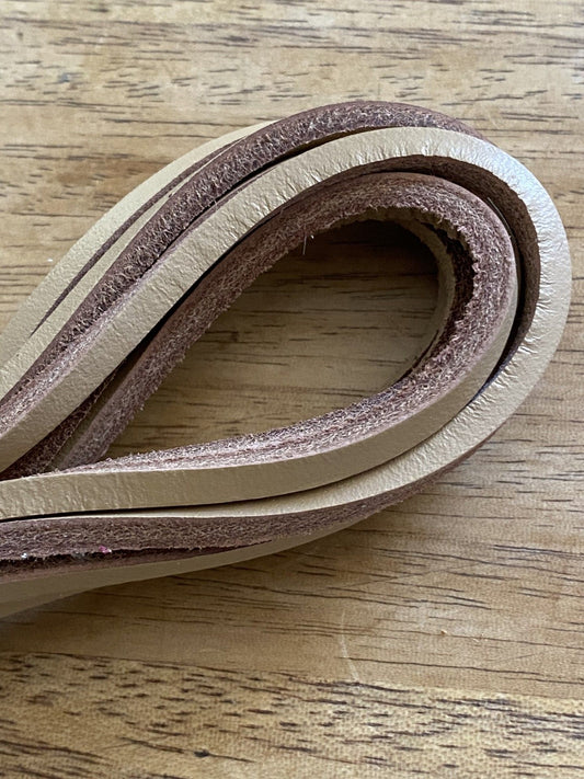 Lacets en cuir  beige naturel made in France